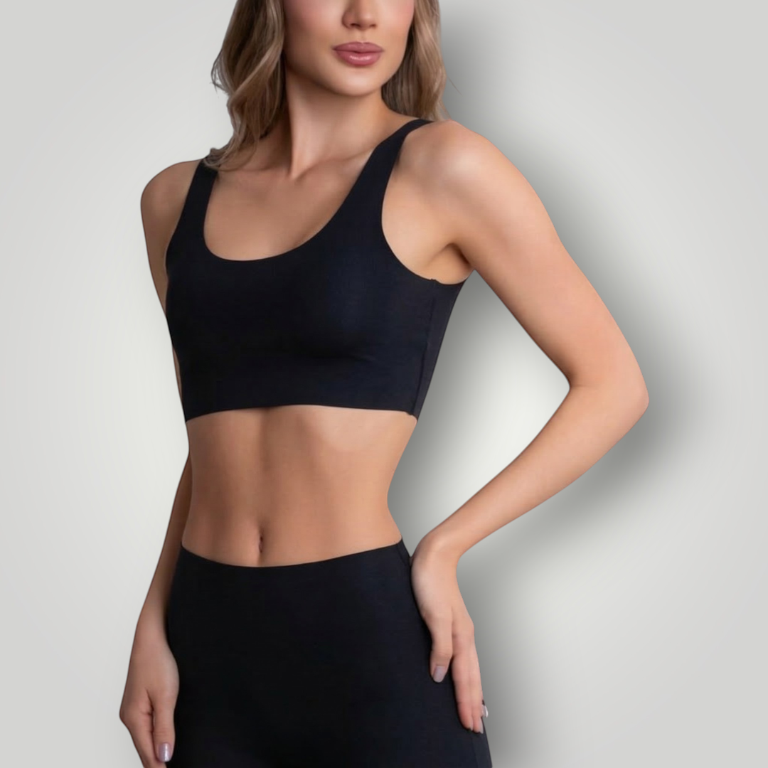 Top W One Sem Costura Preto em Poliamida com Toque Macio