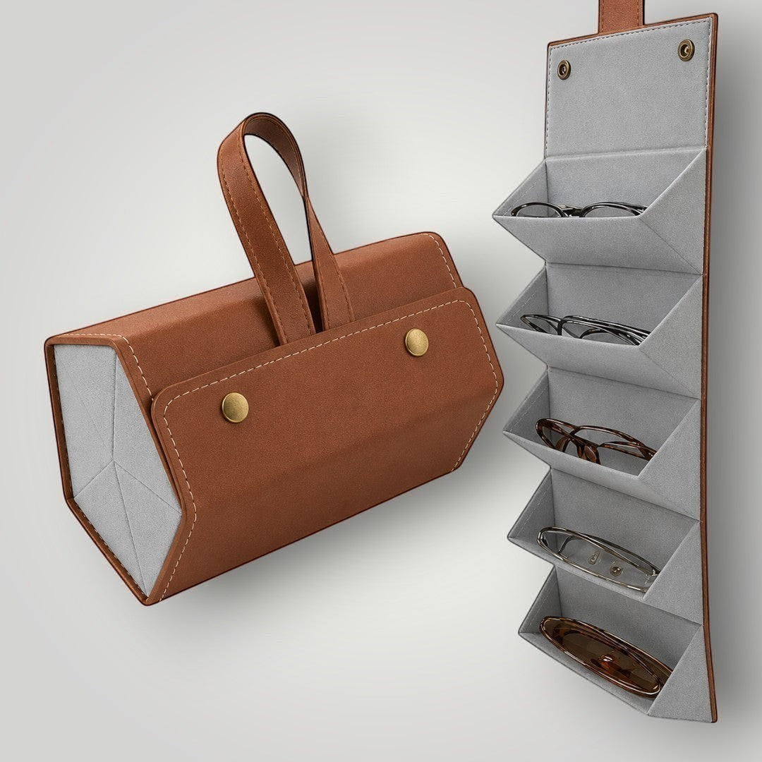 Case - Porta-Óculos Dobrável com 5 Divisórias Cor Caramelo