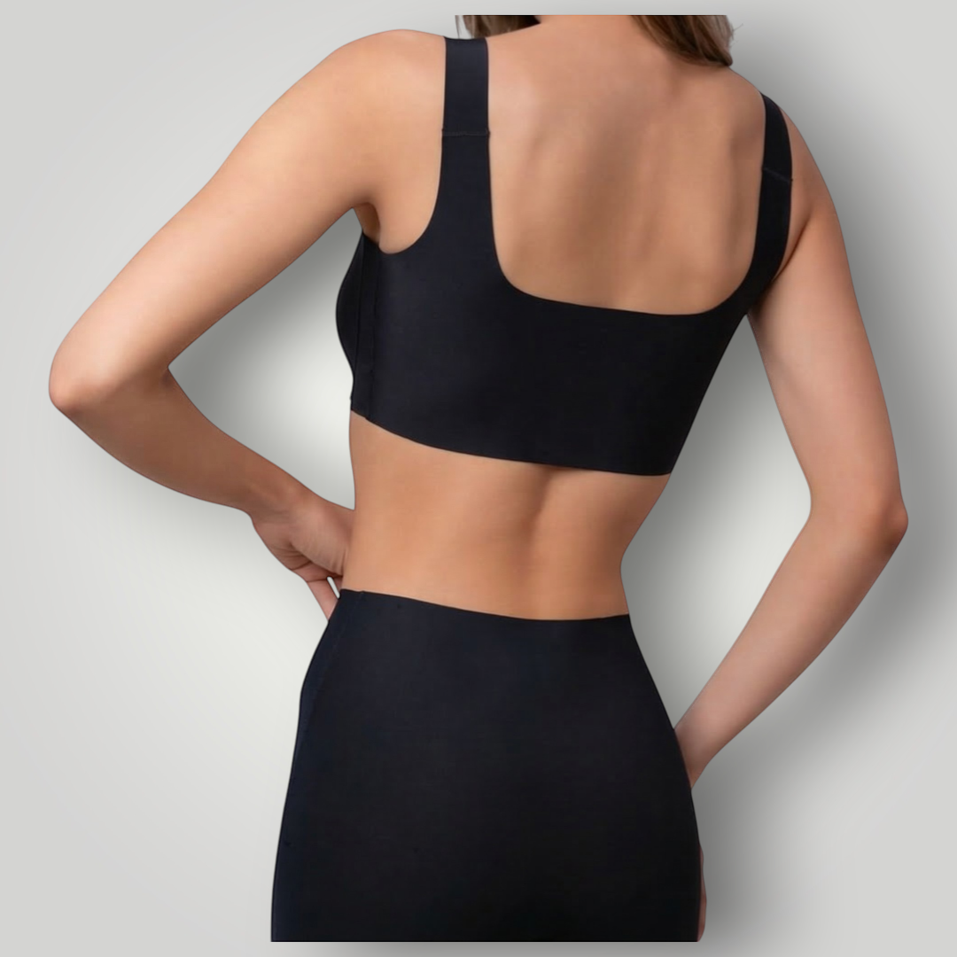 Top W One Sem Costura Preto em Poliamida com Toque Macio