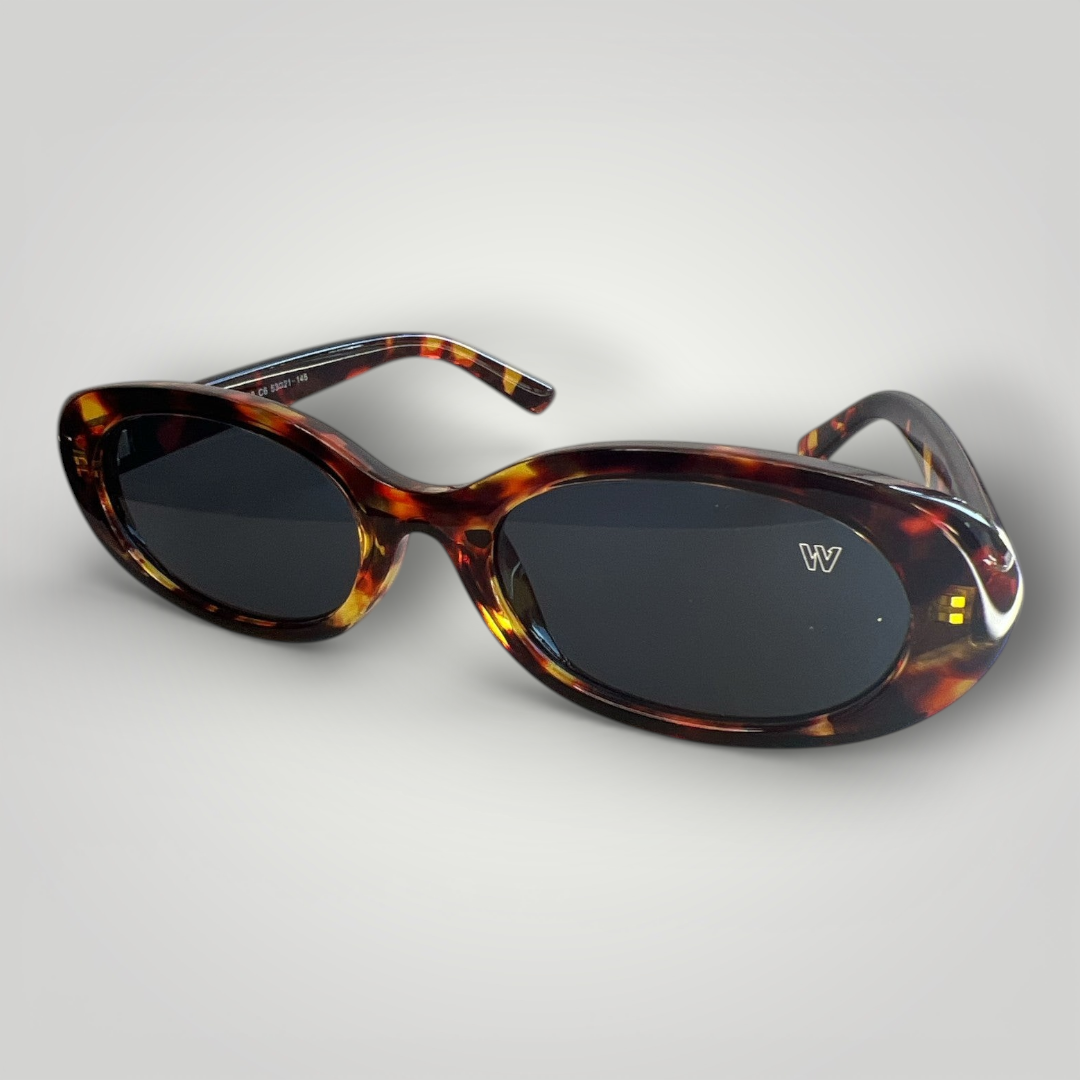Óculos de Sol W One – Oval em Acetato Camuflado Marrom com Lentes Pretas