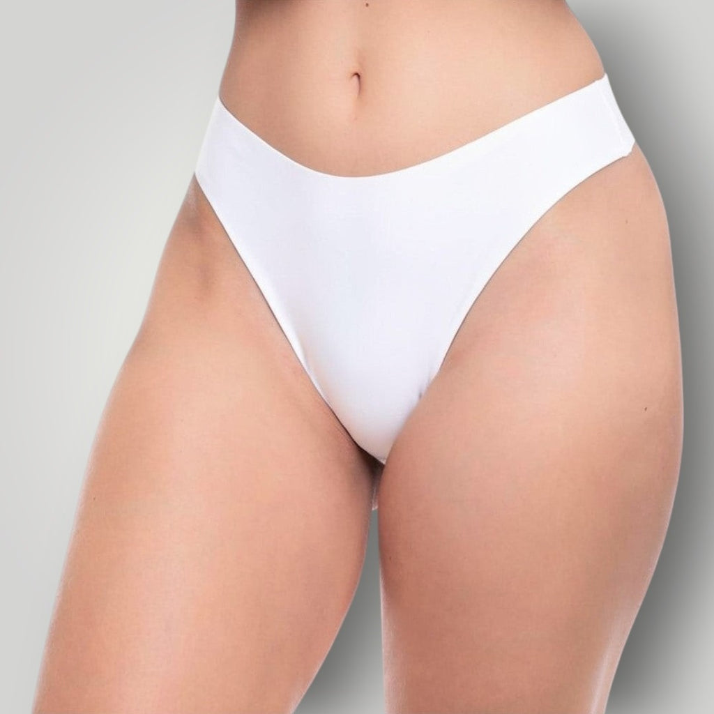 Calcinha W One Fio Dental Sem Costura Branca com Laterais Médias
