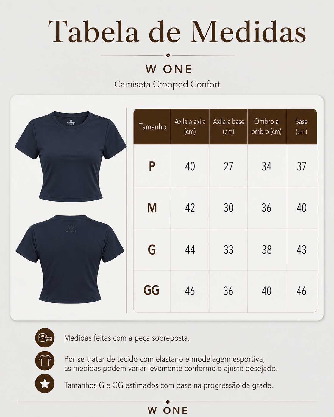 Camiseta Estilo Cropped Confort Chocolate | W One