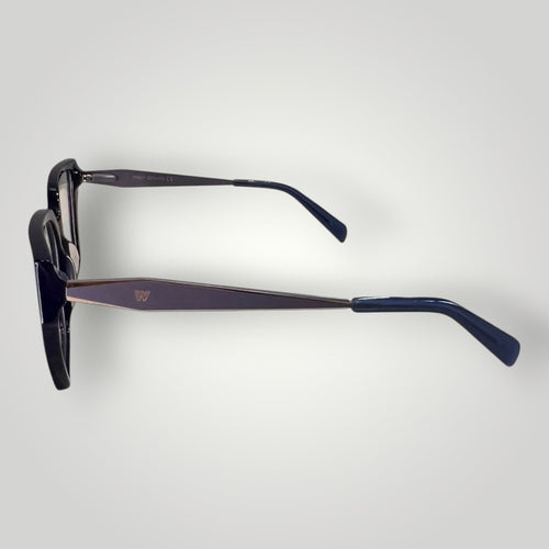 Armação de óculos de grau gatinho maxi W One Brand Store em acetato azul marinho com hastes detalhadas