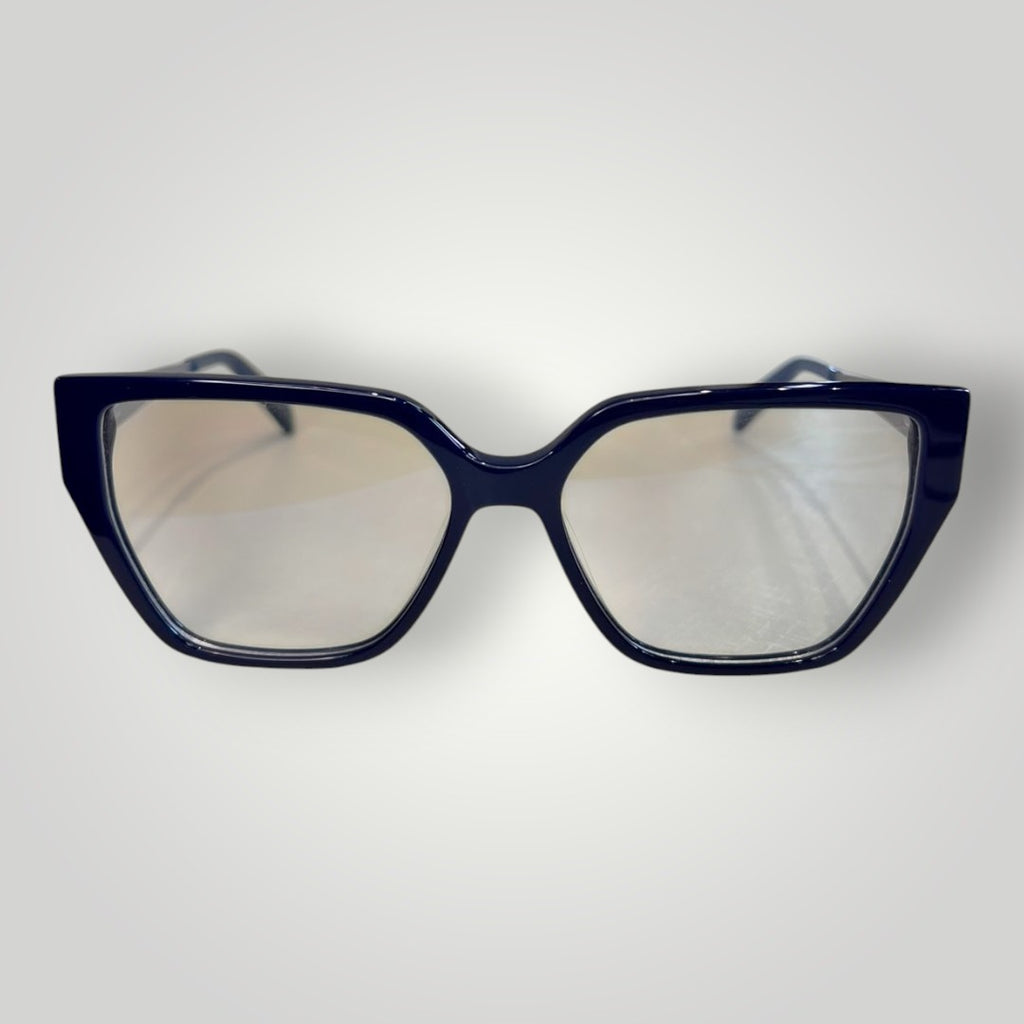 Armação de óculos de grau W One Brand Store estilo gatinho maxi em acetato azul marinho com design elegante.