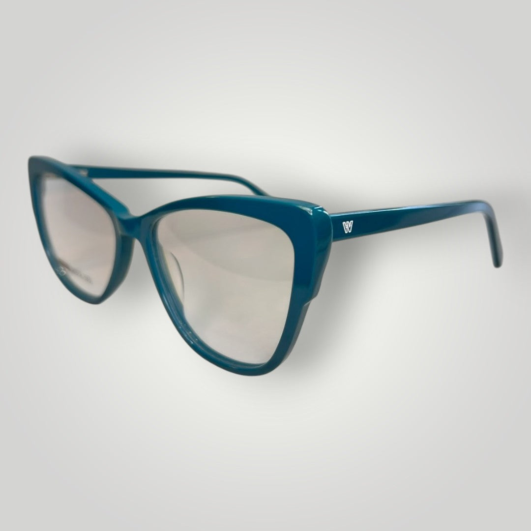 Armação de óculos de grau gatinho maxi W One Brand Store em acetato verde escuro com acabamento brilhante