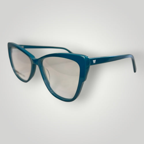Armação de óculos de grau gatinho maxi W One Brand Store em acetato verde escuro com acabamento brilhante