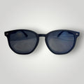 W One Brand Store retro black acetate sunglasses with dark grey lenses and UV400 protection.