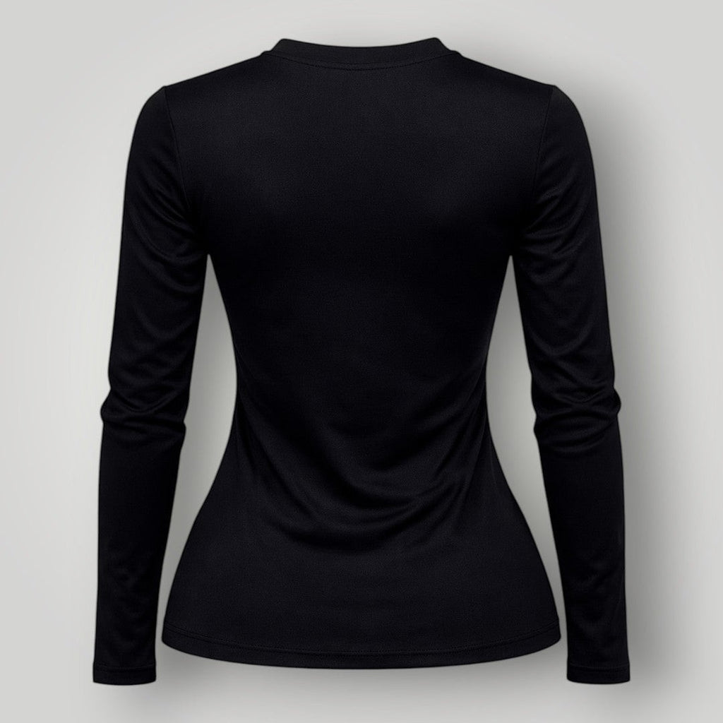W One Brand Store black long-sleeve fitness t-shirt made of polyamide and elastane with sun protection.