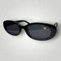 W One Brand Store black acetate oval sunglasses with black lenses and UV400 protection.