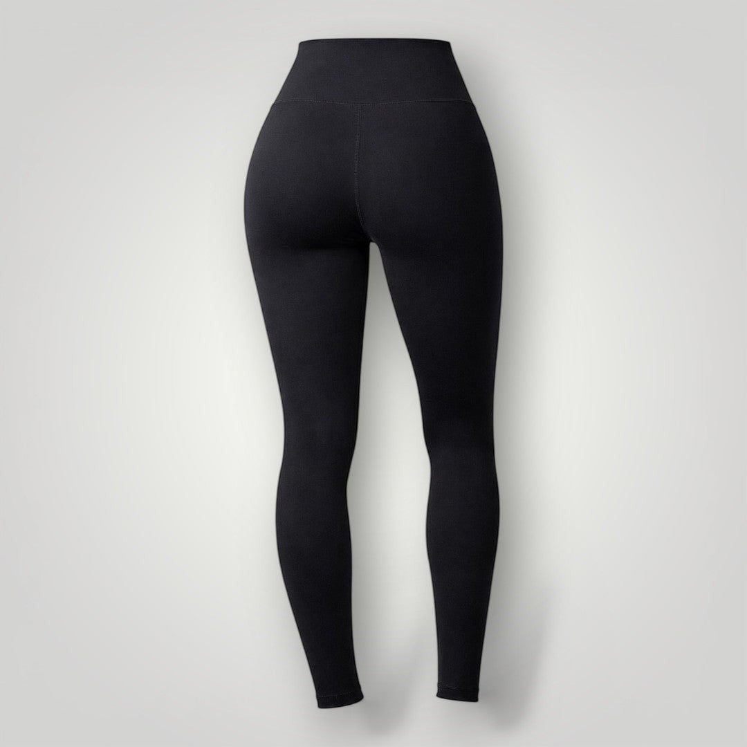 W One Brand Store black polyamide fitness leggings with a high waist and full length.
