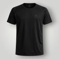 W One Brand Store black polyamide t-shirt with raglan sleeves and subtle logo, ideal for fitness and casual wear.