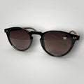 W One Brand Store black acetate retro round sunglasses with brown gradient lenses and UV400 protection.