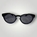 W One Brand Store black acetate retro round sunglasses with black gradient lenses and black temples.