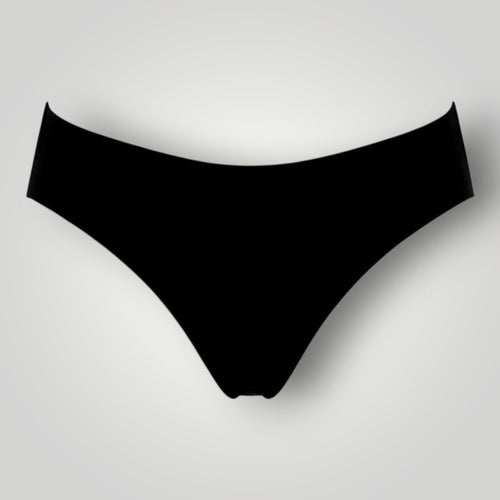 W One Brand Store black seamless thong underwear with medium sides, made of polyamide and elastane for a comfortable, invisible fit.