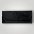 W One Brand Store black velvet glasses case with embossed logo