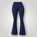Calça flare W One Brand Store azul marinho em poliamida com cós largo e logo discreto, ideal para atividades físicas.