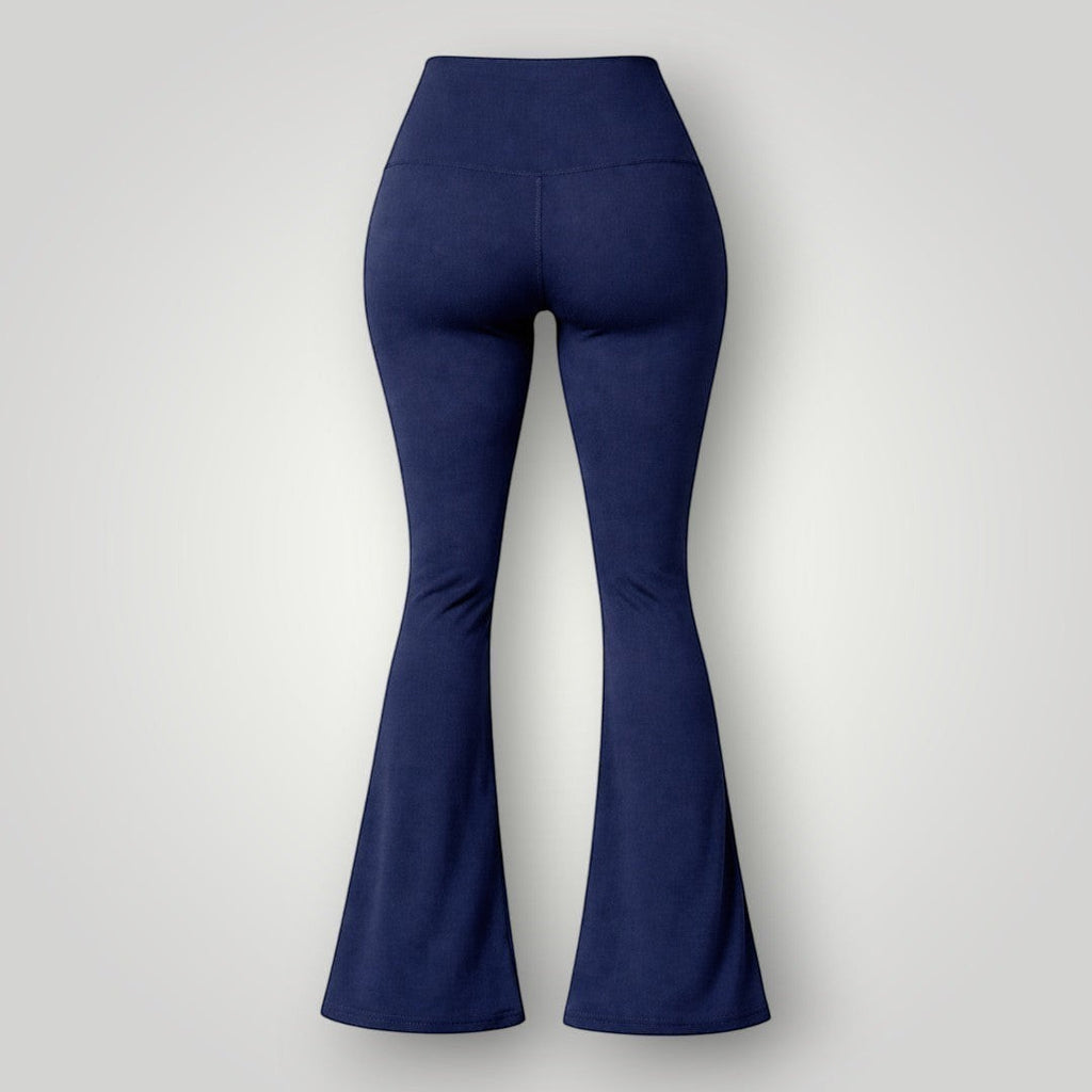 Calça flare W One Brand Store azul marinho com cós largo em poliamida, ideal para atividades físicas com conforto.