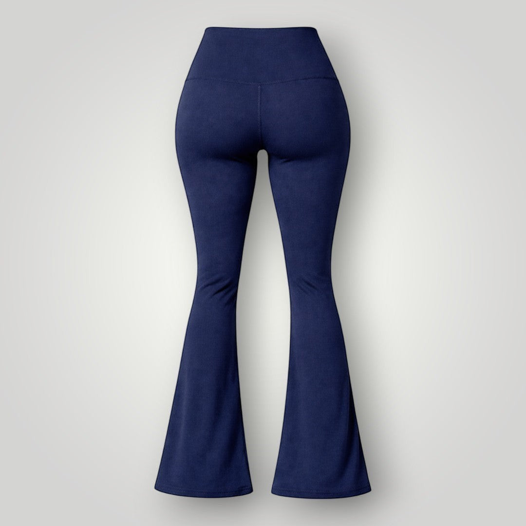 Calça flare W One Brand Store azul marinho com cós largo em poliamida, ideal para atividades físicas com conforto.