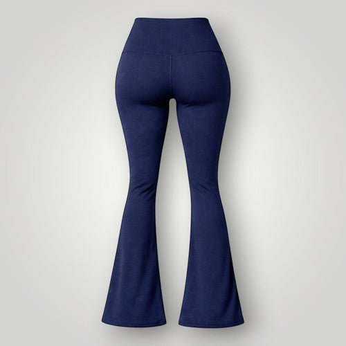 Calça flare W One Brand Store azul marinho com cós largo em poliamida, ideal para atividades físicas com conforto.