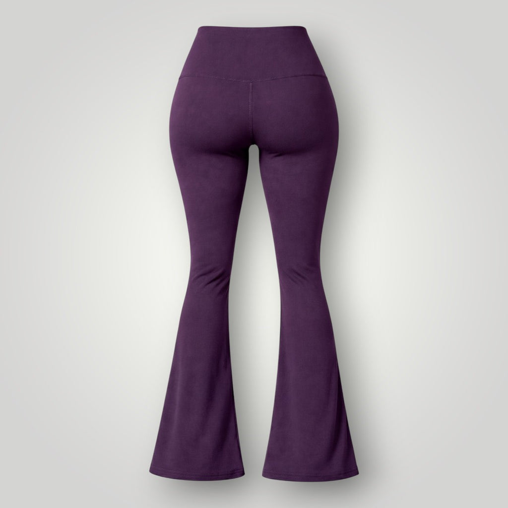 Calça flare W One Brand Store cor wine com cós largo em poliamida, vista traseira, ideal para treinos e dia a dia.