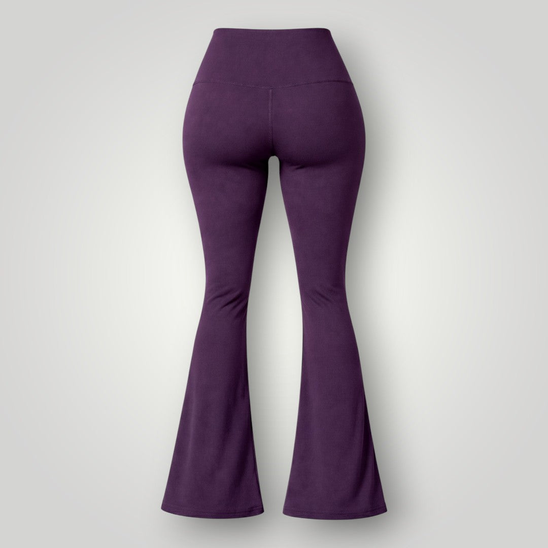 Calça flare W One Brand Store cor wine com cós largo em poliamida, vista traseira, ideal para treinos e dia a dia.