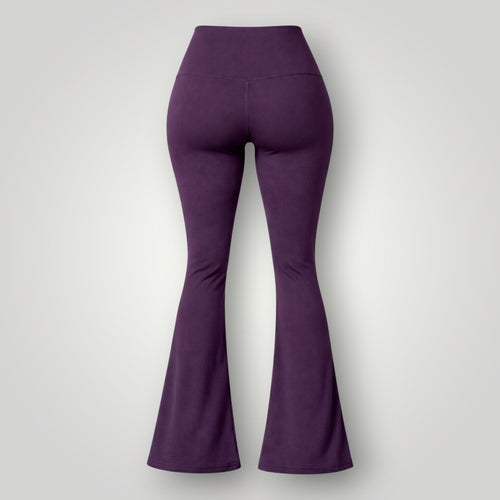 Calça flare W One Brand Store cor wine com cós largo em poliamida, vista traseira, ideal para treinos e dia a dia.