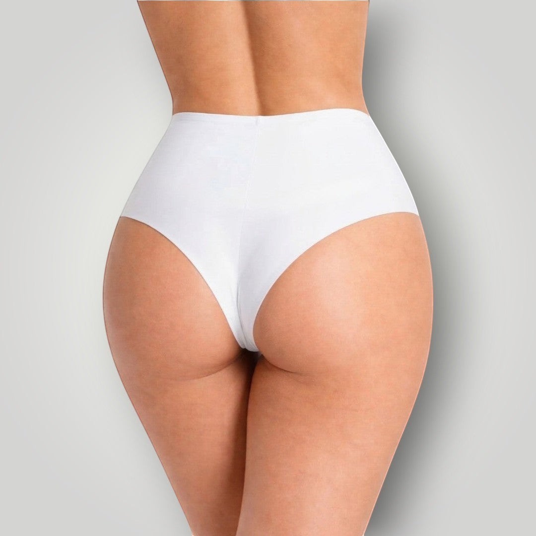 Calcinha hot pants branca sem costura W One Brand Store com cintura alta e ajuste invisível sob a roupa