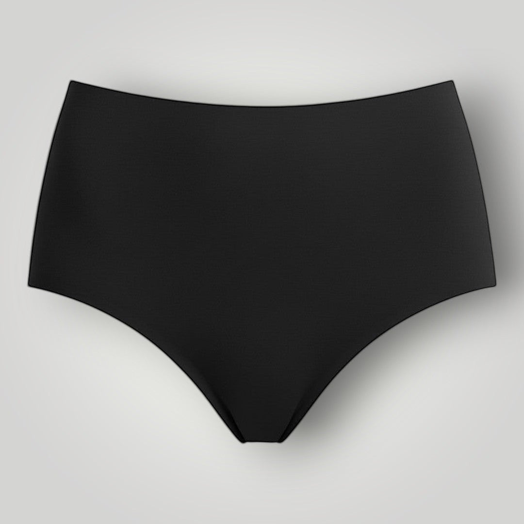 Calcinha hot pants W One Brand Store preta de cintura alta com acabamento sem costura e toque macio
