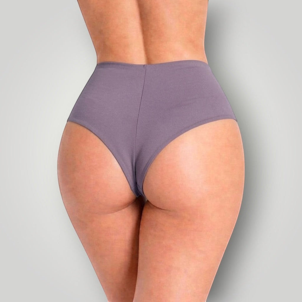 Calcinha hot pants W One Brand Store roxa de cintura alta sem costura com forro de algodão