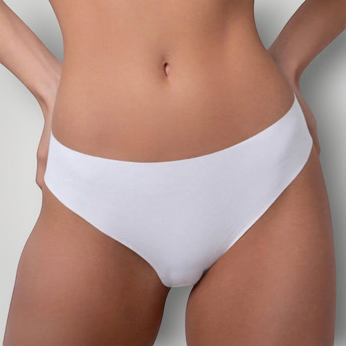 Calcinha tanga W One Brand Store branca sem costura com cintura média em tecido de poliamida e elastano