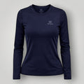 Camiseta feminina W One Brand Store manga longa azul marinho com tecido respirável e proteção solar FPU 50+