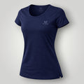 Camiseta feminina W One Brand Store azul marinho de manga curta com tecido leve e respirável para treinos