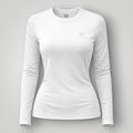 Camiseta feminina W One Brand Store branca de manga longa em tecido respirável com proteção solar FPU 50+