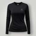 Camiseta feminina W One Brand Store preta de manga longa com tecido respirável e proteção solar FPU 50+