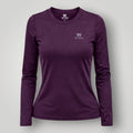 Camiseta feminina W One Brand Store manga longa na cor vinho com tecido respirável e proteção solar FPU 50+