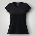 Camiseta feminina W One Brand Store preta em poliamida com proteção UV, ideal para treinos e uso casual.