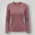 Camiseta feminina W One Brand Store manga longa na cor cacau com tecido respirável e proteção solar FPU 50+