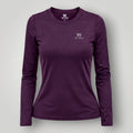Camiseta W One Brand Store feminina manga longa wine em poliamida com proteção UV e logo refletivo