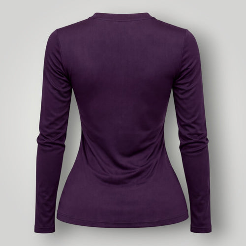 Camiseta manga longa W One Brand Store wine em poliamida com proteção UV, vista traseira