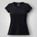 Camiseta feminina W One Brand Store preta de manga curta em tecido leve com proteção solar e ajuste confortável