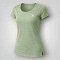 Camiseta feminina W One Brand Store Essence verde malva de manga curta com tecido leve e respirável para treinos.