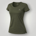 Camiseta feminina W One Brand Store verde militar de manga curta em tecido leve com proteção solar e ajuste confortável