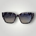 W One Brand Store square camouflage acetate sunglasses with blue-to-grey gradient lenses and UV400 protection.