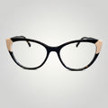 W One Brand Store cat-eye acetate eyeglasses with camouflage pattern, off-white details, and clip-on lenses.