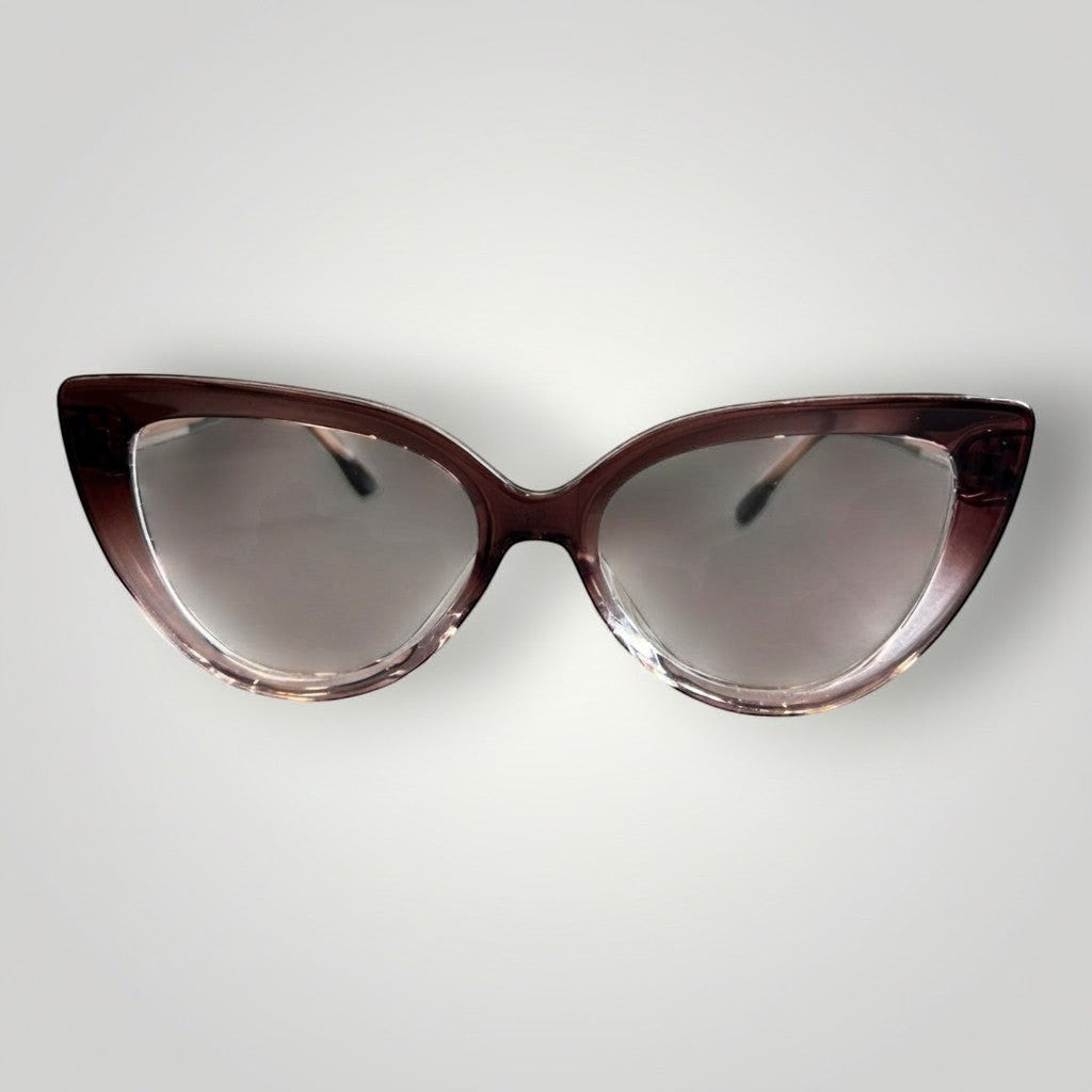 W One Brand Store cat-eye acetate eyeglasses in wine with pink details. Elegant and feminine design.