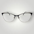 W One Brand Store cat-eye metal glasses with black details and clip-on lenses, offering versatility and style.