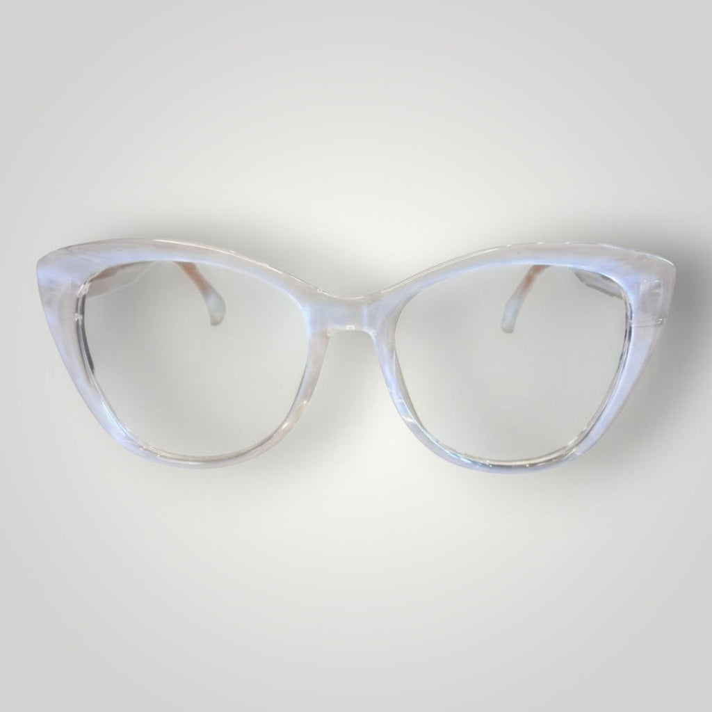 W One Brand Store cat-eye clear polyamide glasses in transparent white. Lightweight and modern design.