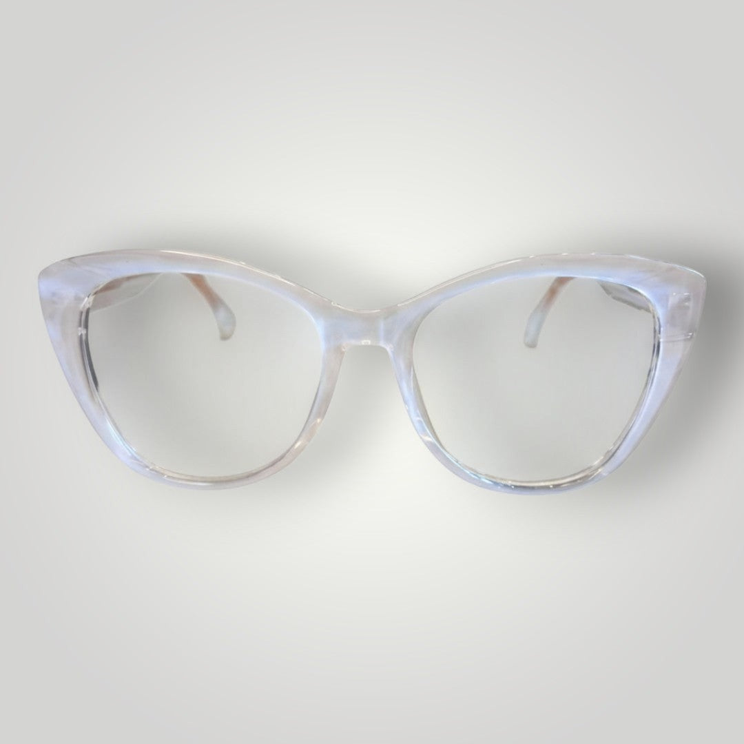 W One Brand Store cat-eye clear polyamide glasses in transparent white. Lightweight and modern design.