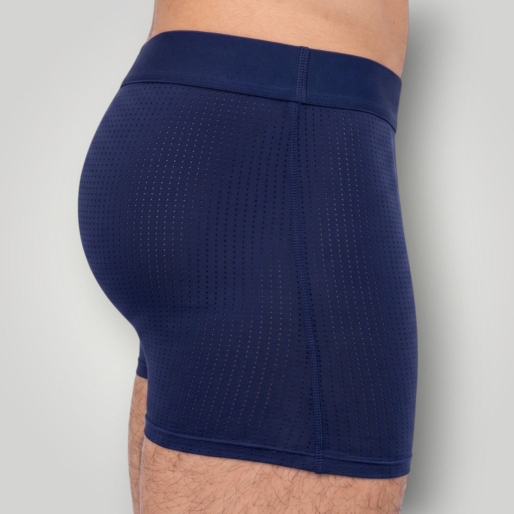 Cueca boxer W One Brand Store azul marinho em poliamida com tecnologia dry e tecido respirável com microfuros