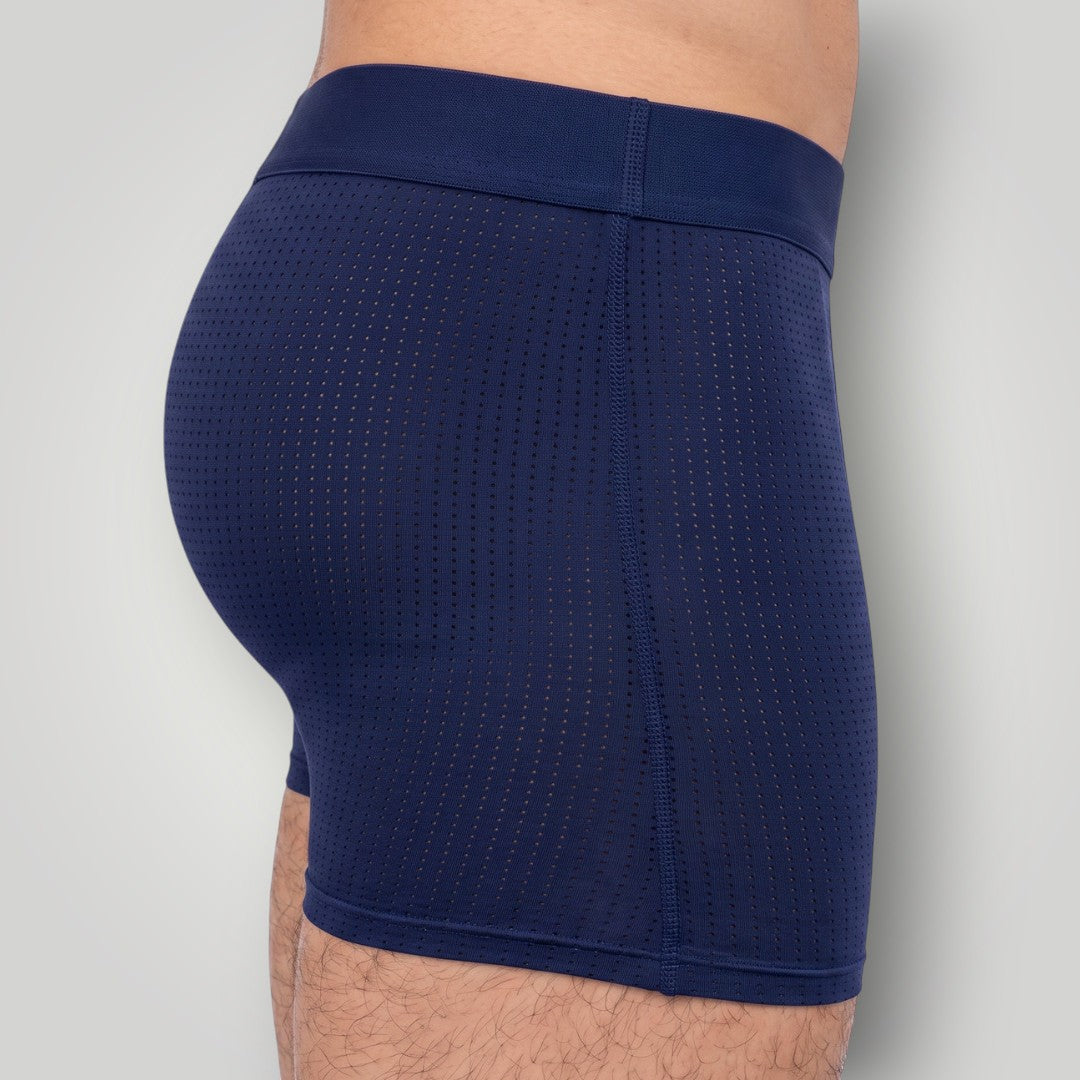 Cueca boxer W One Brand Store azul marinho em poliamida com tecnologia dry e tecido respirável com microfuros